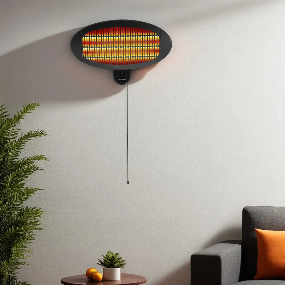 ® Infrarotheizstrahler, 3 Leistungsstufen, 650, 1300 und 2000 W, höhenverstellbar und neigbar, Wandmontage möglich, 50 x 50 x 136 - 213 cm ^ TecTake Discount
