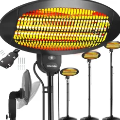 ® Infrarotheizstrahler, 3 Leistungsstufen, 650, 1300 und 2000 W, höhenverstellbar und neigbar, Wandmontage möglich, 50 x 50 x 136 - 213 cm ^ TecTake Discount