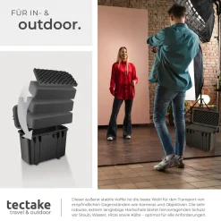 ® Kamerakoffer, aus robuster Hartschale mit 4 dicken Schaumstoffeinlagen, wasserdicht und temperaturbeständig, 41 x 22 x 34 cm ^ TecTake Discount