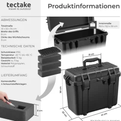 ® Kamerakoffer, aus robuster Hartschale mit 4 dicken Schaumstoffeinlagen, wasserdicht und temperaturbeständig, 41 x 22 x 34 cm ^ TecTake Discount