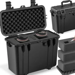 ® Kamerakoffer, aus robuster Hartschale mit 4 dicken Schaumstoffeinlagen, wasserdicht und temperaturbeständig, 41 x 22 x 34 cm ^ TecTake Discount