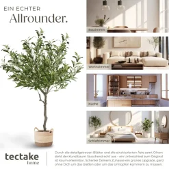 TecTake ® Künstlicher Olivenbaum, verschiedene Größen, mit viel Volumen, stabiler Kunststoff-Blumentopf Clearance