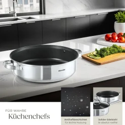 ® Kochtopfset, 15-teilig, aus Edelstahl, für Induktion geeignet, Glasdeckel mit Dampfabzug, integrierte Messskala in den Töpfen ^ TecTake Discount
