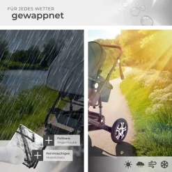TecTake ® Kombi-Kinderwagen, 2 in 1, klappbar, mit 5-Punkt-Gurt, Bremse, Schutzbügel und Handschlaufe, pulverbeschichteter Aluminiumrahmen, pflegeleichter Stoffbezug, für 0 bis 36 Monate geeignet, Belastbarkeit 15 kg anthrazit Discount