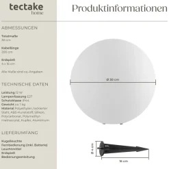 ® Kugelleuchte, mit LED-Beleuchtung, 12 W, samt Fernbedienung und Leuchtmittel, inklusive Erdspieß ^ TecTake Outlet