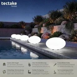 ® Kugelleuchte, mit LED-Beleuchtung, 12 W, samt Fernbedienung und Leuchtmittel, inklusive Erdspieß ^ TecTake Outlet