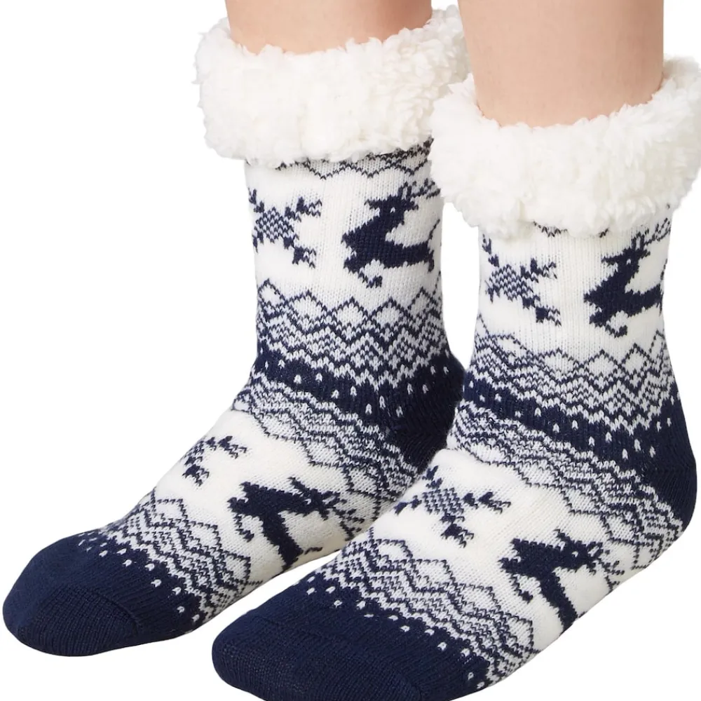 ® Kuschelsocken mit Rentier-Motiv blau-weiß ^ TecTake