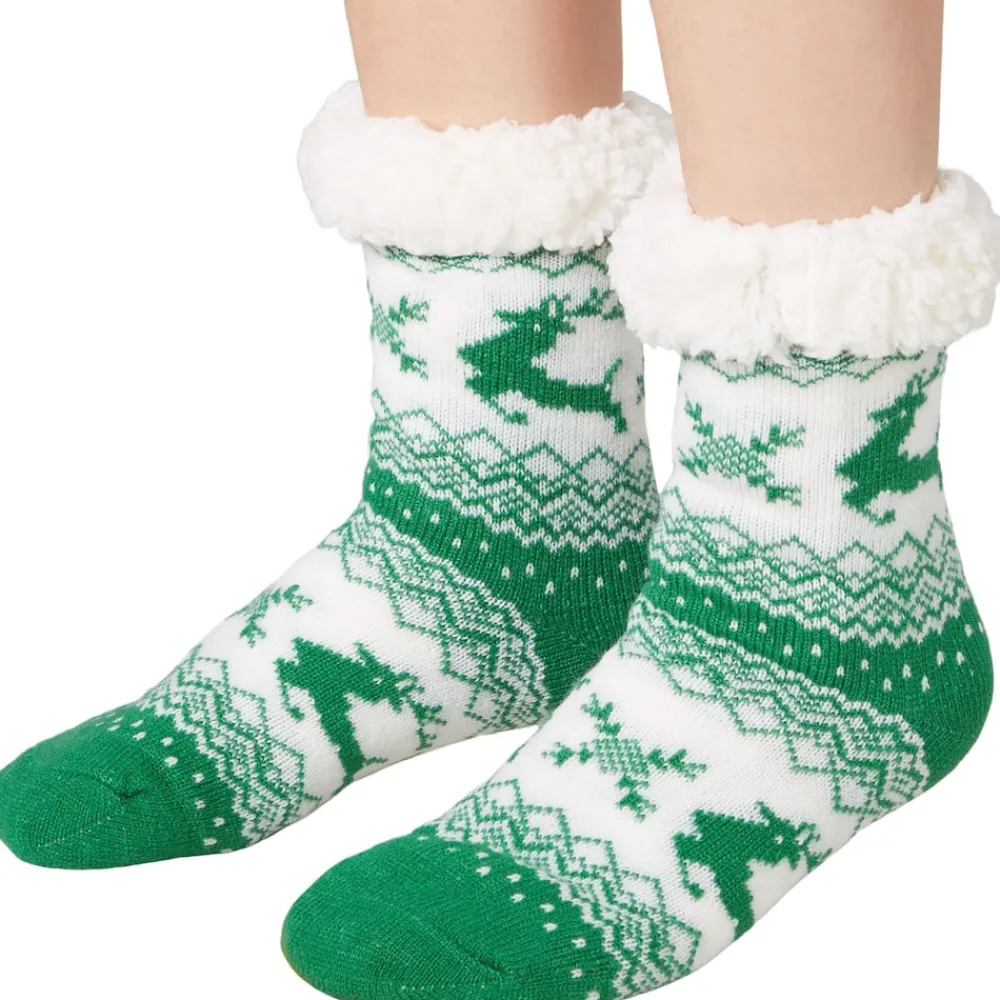 ® Kuschelsocken mit Rentier-Motiv grün-weiß ^ TecTake New