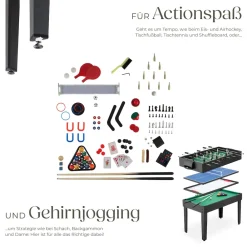 ® Multifunktionaler Spieltisch, 15in1, strapazierfähiges MDF, 125 x 123 x 83 cm ^ TecTake New