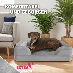 TecTake ® Orthopädisches Hundebett, mit abnehmbarem, wasserdichtem Plüschbezug, rutschfeste Unterseite, waschbar Best