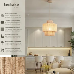 ® Pendelleuchte, Boho-Stil, Wickeltechnik, 40 W, Stahlgestell, 32 x 33 cm ^ TecTake Sale