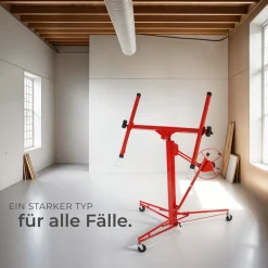 ® Plattenheber, 1-Mann-Bedienung, neigbar, breite Stativfüße mit 3 Lenkrollen inklusive Feststellbremsen ^ TecTake Clearance
