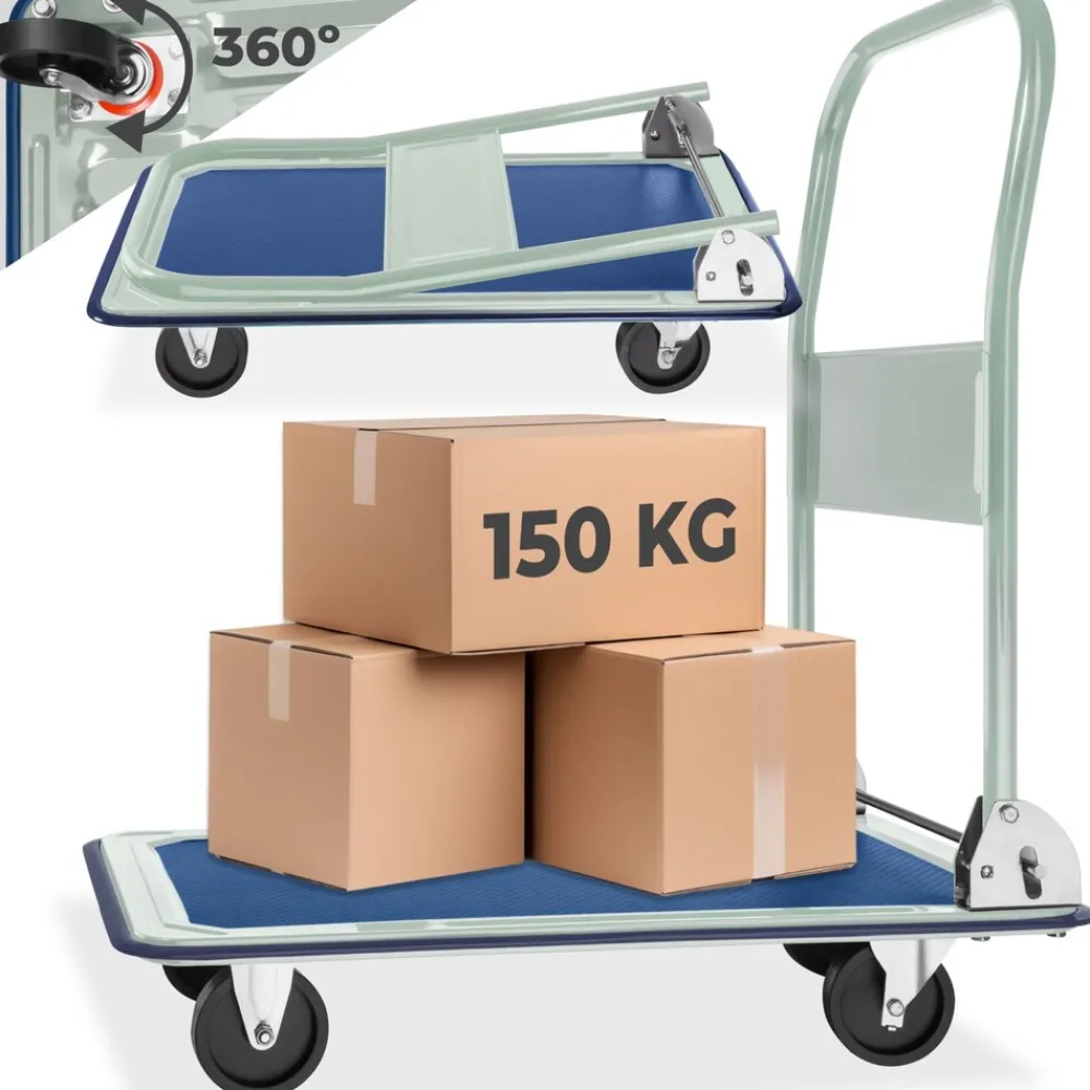 ® Plattformwagen, klappbarer Handgriff, rutschfeste Auflage und gummierter Kantenschutz, Ladefläche 73 x 47 cm ^ TecTake Discount