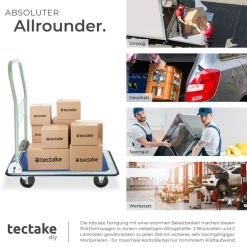 ® Plattformwagen, klappbarer Handgriff, rutschfeste Auflage und gummierter Kantenschutz, Ladefläche 73 x 47 cm ^ TecTake Discount