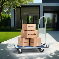 ® Plattformwagen, klappbarer Handgriff, rutschfeste Auflage und gummierter Kantenschutz, Ladefläche 73 x 47 cm ^ TecTake Discount