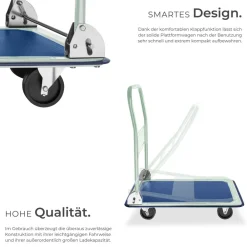 ® Plattformwagen, klappbarer Handgriff, rutschfeste Auflage und gummierter Kantenschutz, Ladefläche 73 x 47 cm ^ TecTake Discount
