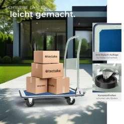 ® Plattformwagen, klappbarer Handgriff, rutschfeste Auflage und gummierter Kantenschutz, Ladefläche 73 x 47 cm ^ TecTake Discount