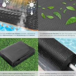 ® Pool-Solarfolie, rechteckig und selbstschwimmend, Stärke 200 µm, 500 x 800 cm ^ TecTake Clearance