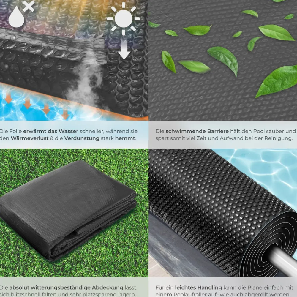 ® Pool-Solarfolie, rechteckig und selbstschwimmend, Stärke 200 µm, 500 x 800 cm ^ TecTake Clearance