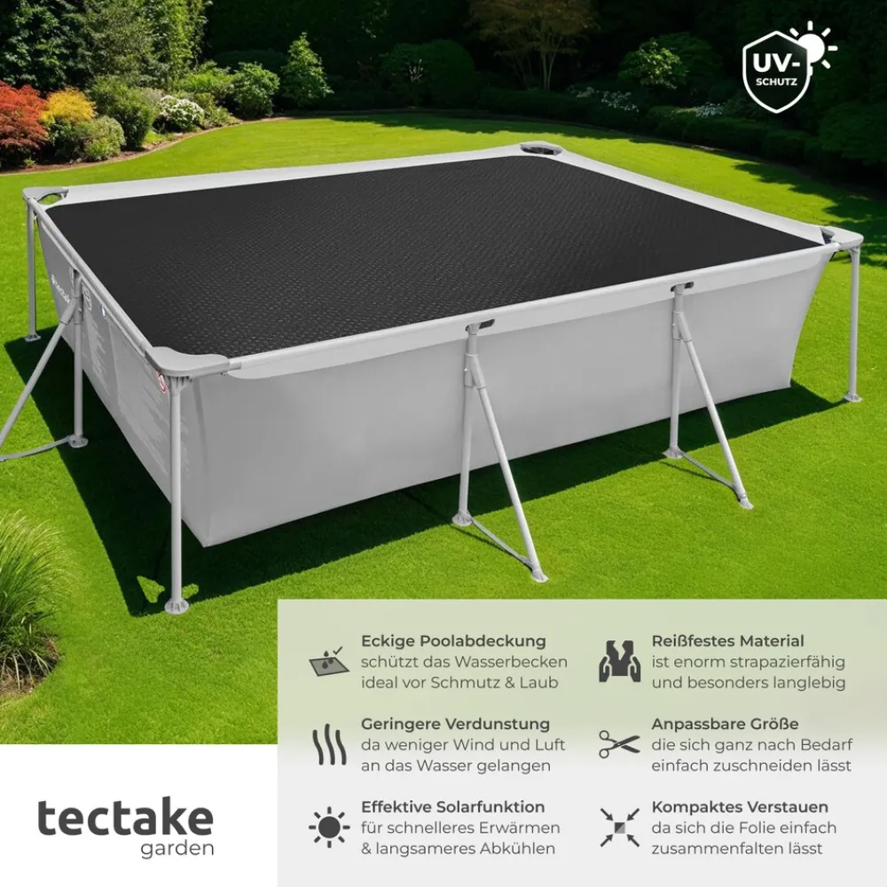 ® Pool-Solarfolie, rechteckig und selbstschwimmend, Stärke 200 µm, 500 x 800 cm ^ TecTake Clearance