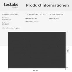 ® Pool-Solarfolie, rechteckig und selbstschwimmend, Stärke 200 µm, 500 x 800 cm ^ TecTake Clearance