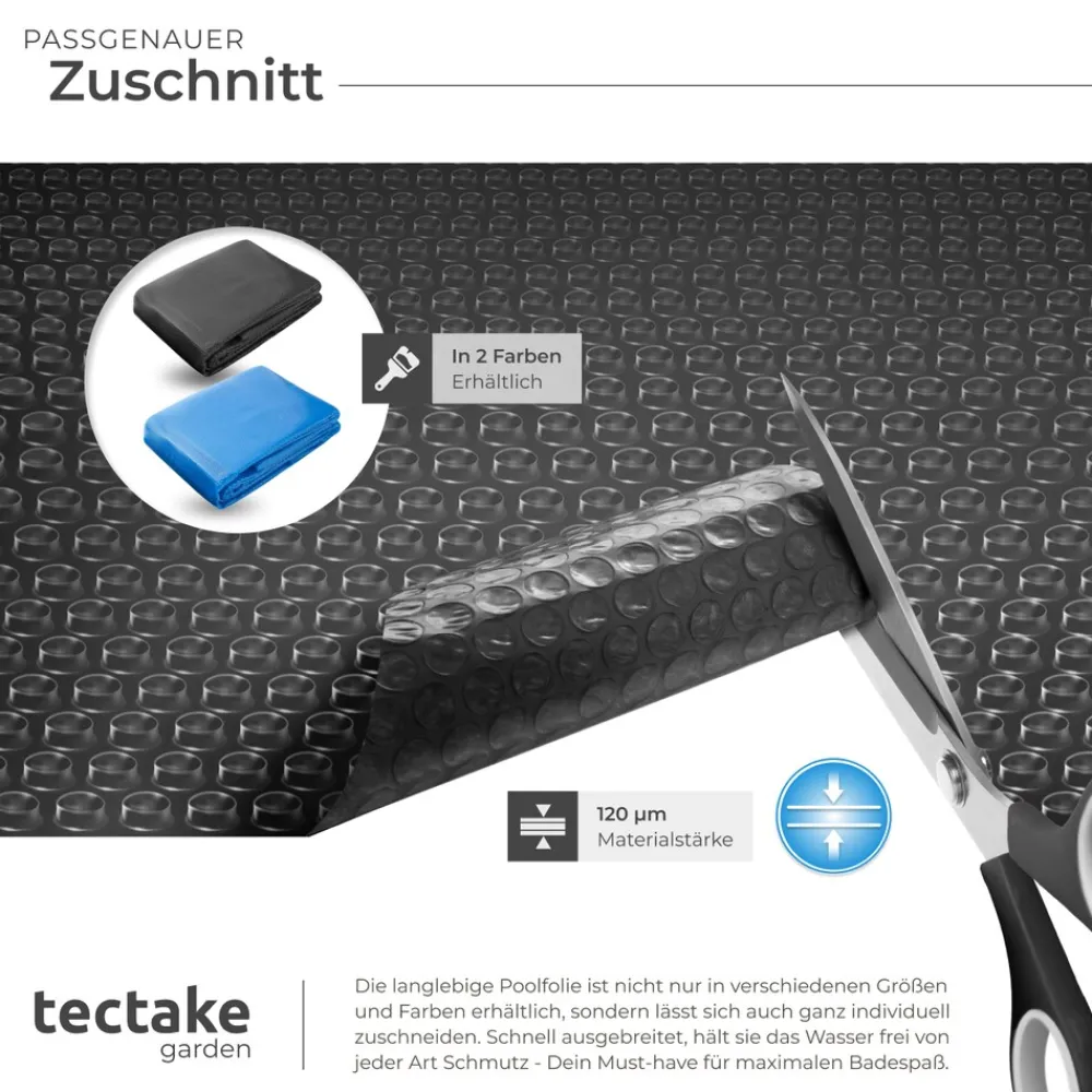 ® Pool-Solarfolie, rechteckig und selbstschwimmend, Stärke 200 µm, 500 x 800 cm ^ TecTake Clearance