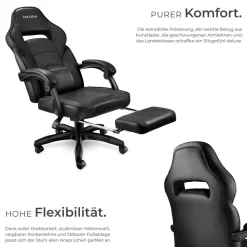 ® Racing Bürostuhl, ergonomische Form, mit Fußstütze und verstellbarer Rückenlehne, Kunstlederbezug, inklusive abnehmbarem Lendenkissen, inklusive Lendenkissen, Belastbarkeit 120 kg ^ TecTake New