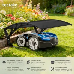 TecTake ® Rasenmäher-Roboter-Garage, große Grundfläche, gewölbtes Dach für optimalen Wasserablauf, Bodenverankerung möglich, inklusive 4 Erdnägeln, 81 x 100 x 48 cm schwarz Clearance