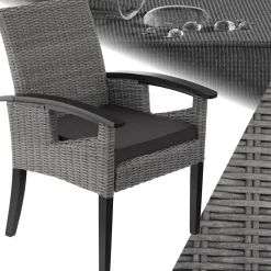 TecTake ® Rattan Stuhl, mit Holzgestell, natürlich nachempfundenes Geflecht, inklusive Sitzpolster, 62,5 x 71,5 x 94 cm natur Online