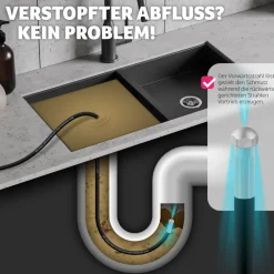 TecTake ® Rohrreinigungsschlauch-Set, 8-teilig, in 2 Größen, 3 Adapterstücke, inkl. Aufbewahrungsbeutel Sale