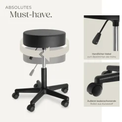 ® Rollhocker, höhenverstellbar und 360° drehbar, gute Polsterung, Belastbarkeit 150 kg ^ TecTake