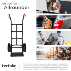 TecTake ® Sackkarre, mit Stahlrahmen, Ladeschaufel mit Radschutz, Belastbarkeit 200 kg schwarz Best