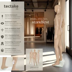 TecTake ® Schaufensterpuppe, aus Kunststoff, lebensechte Proportionen, Glasplatte mit Wadendorn Hot
