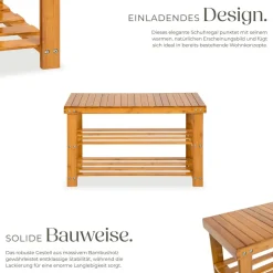 TecTake ® Schuhbank, Bambus, viel Zwischenraum, 70 x 28 x 45,5 cm Best
