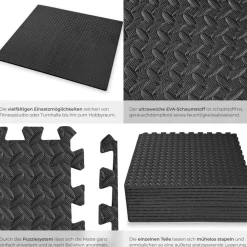 ® Schutzmattenset, 12-teilig mit 24 Randstücken, weich und rutschfest, leichte Reinigung und flexibel erweiterbar ^ TecTake Discount