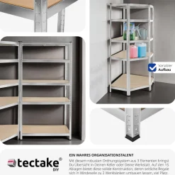 ® Schwerlastregalsystem, 3-teilig, 2 in 1 Verwendung als Werkbänke, 15 belastbare, höhenverstellbare MDF-Böden, Gesamtbelastbarkeit 2625 kg, variable Montage im Stecksystem ^ TecTake Hot