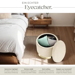 ® Sitzhocker mit Stauraum, rund, gepolstert, in Samtoptik mit Steppmuster ^ TecTake Online