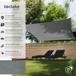 ® Sonnensegel, rechteckig mit UV-Schutz 50+, wasserabweisend, atmungsaktiv und reißfest, inklusive Spannseile ^ TecTake Discount