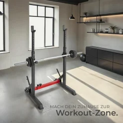 TecTake ® Squat Rack, multifunktional, Höhe und Breite verstellbar, bodenschonende Kunststoffkappen, inklusive 2 Aufnahmen für Hantelscheiben Best