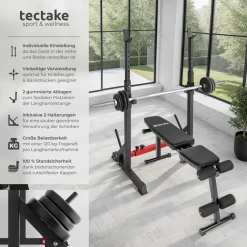 TecTake ® Squat Rack, multifunktional, Höhe und Breite verstellbar, bodenschonende Kunststoffkappen, inklusive 2 Aufnahmen für Hantelscheiben Best