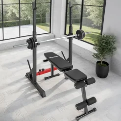 TecTake ® Squat Rack, multifunktional, Höhe und Breite verstellbar, bodenschonende Kunststoffkappen, inklusive 2 Aufnahmen für Hantelscheiben Best