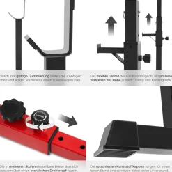 TecTake ® Squat Rack, multifunktional, Höhe und Breite verstellbar, bodenschonende Kunststoffkappen, inklusive 2 Aufnahmen für Hantelscheiben Best