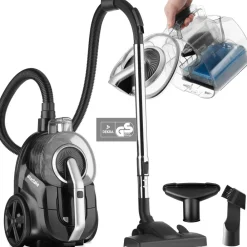 ® Staubsauger, 900 W, beutellos, HEPA-Filter, 3 l Staubbehälter, 43 x 27 x 88 - 117 cm ^ TecTake Discount