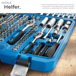 TecTake ® Steckschlüsselsatz, 171-teilig, 1/4, 3/8 und 1/2 Zoll, mit Kodierung und Kugelfangrille, übersichtliche Anordnung im Kunststoffkoffer Best