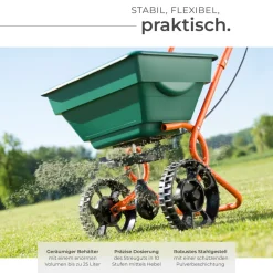 TecTake ® Streuwagen, 25 l, große Räder, 75 x 46 x 105 cm