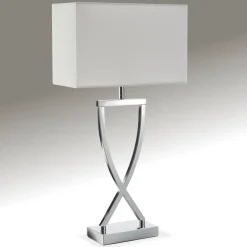 TecTake ® Tischleuchte, modernes Design, blendfreies Licht, Kippschalter am Kabel, 27 x 12 x 51,5 cm chromfarben Outlet