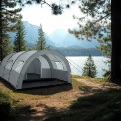 TecTake ® Tunnelzelt, für 6 Personen, 4 Fenster mit Moskitonetzen, 350 x 480 x 195 cm Outlet