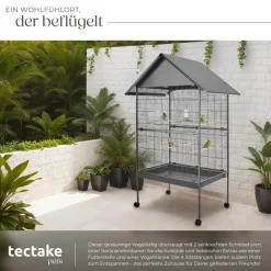 ® Vogelkäfig, in Hammerschlagoptik, 2 Türen und geringer Gitterabstand, 85 x 60 x 168 cm ^ TecTake Best