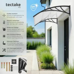 TecTake ® Vordach, in Bogenform, transparent und UV-beständig, 120 x 93 cm Clearance