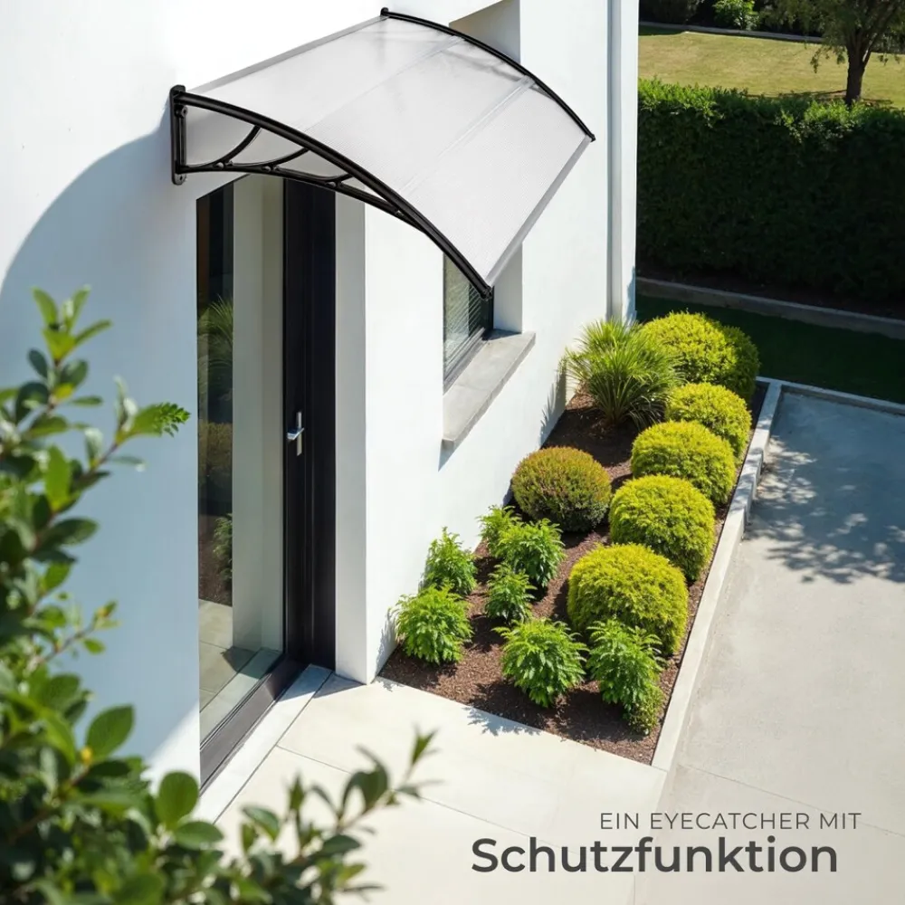 TecTake ® Vordach, in Bogenform, transparent und UV-beständig, 120 x 93 cm Clearance